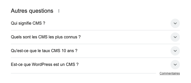 Exemple de résultats de recherche People also ask