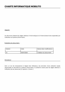 Charte informatique Utilisateurs - NOBILITO V1 compliance